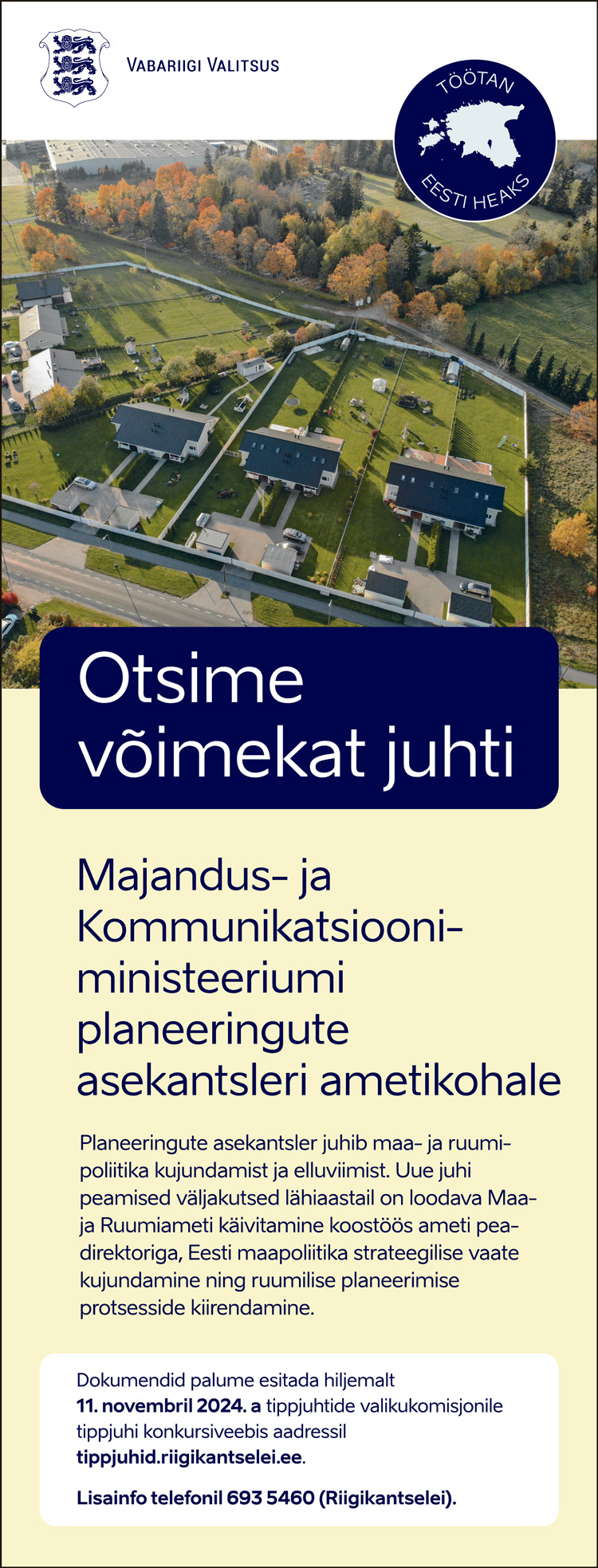 MAJANDUS- JA KOMMUNIKATSIOONIMINISTEERIUMI PLANEERINGUTE ASEKANTSLER