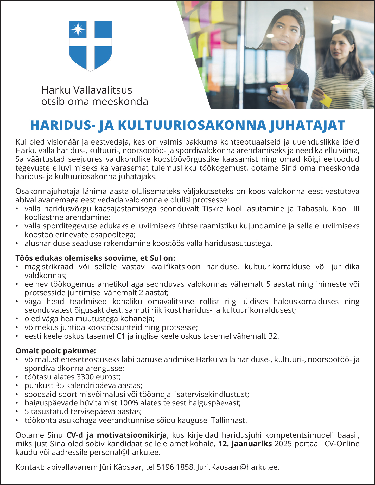 HARIDUS- JA KULTUURIOSAKONNA JUHATAJA