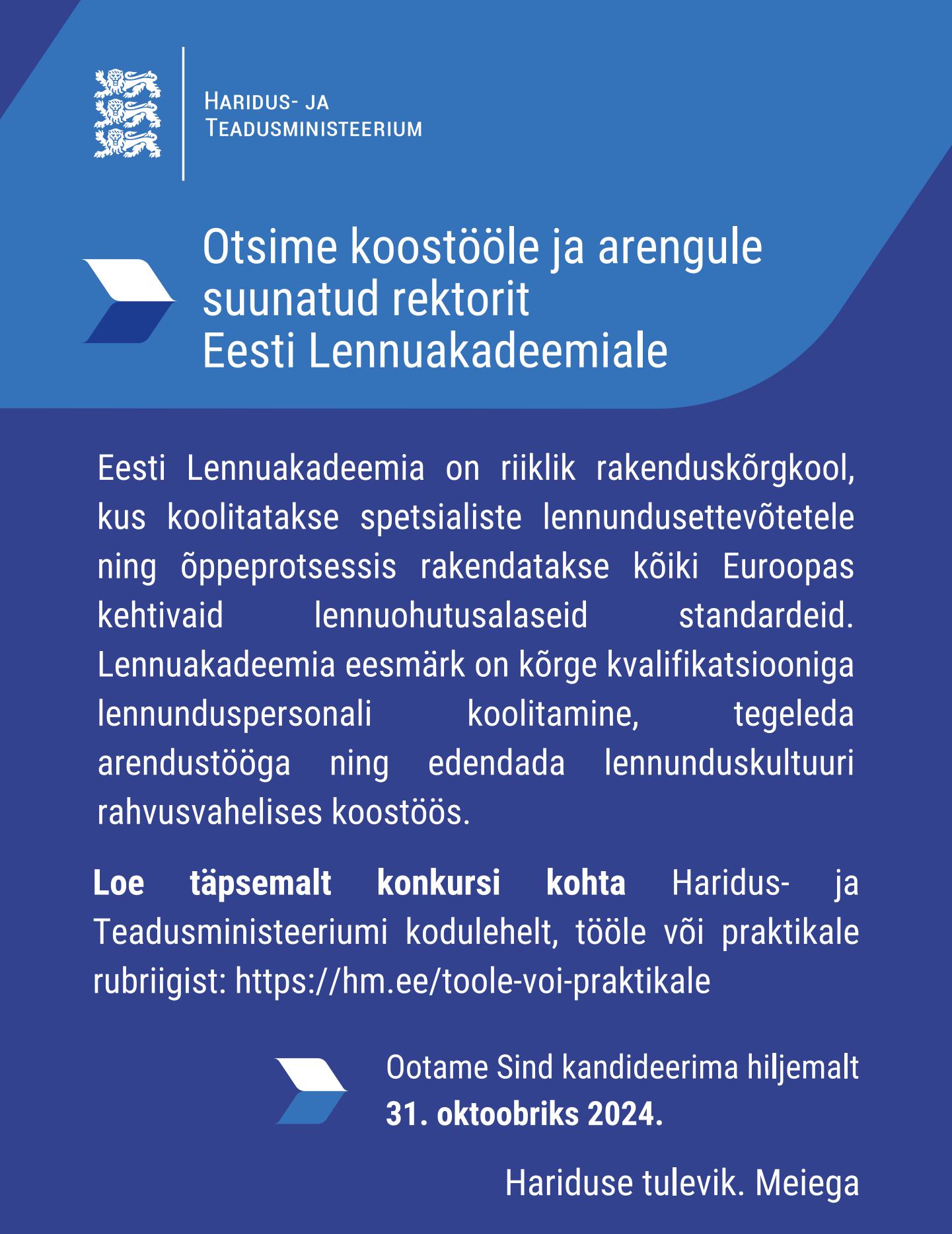 EESTI LENNUAKADEEMIA REKTOR