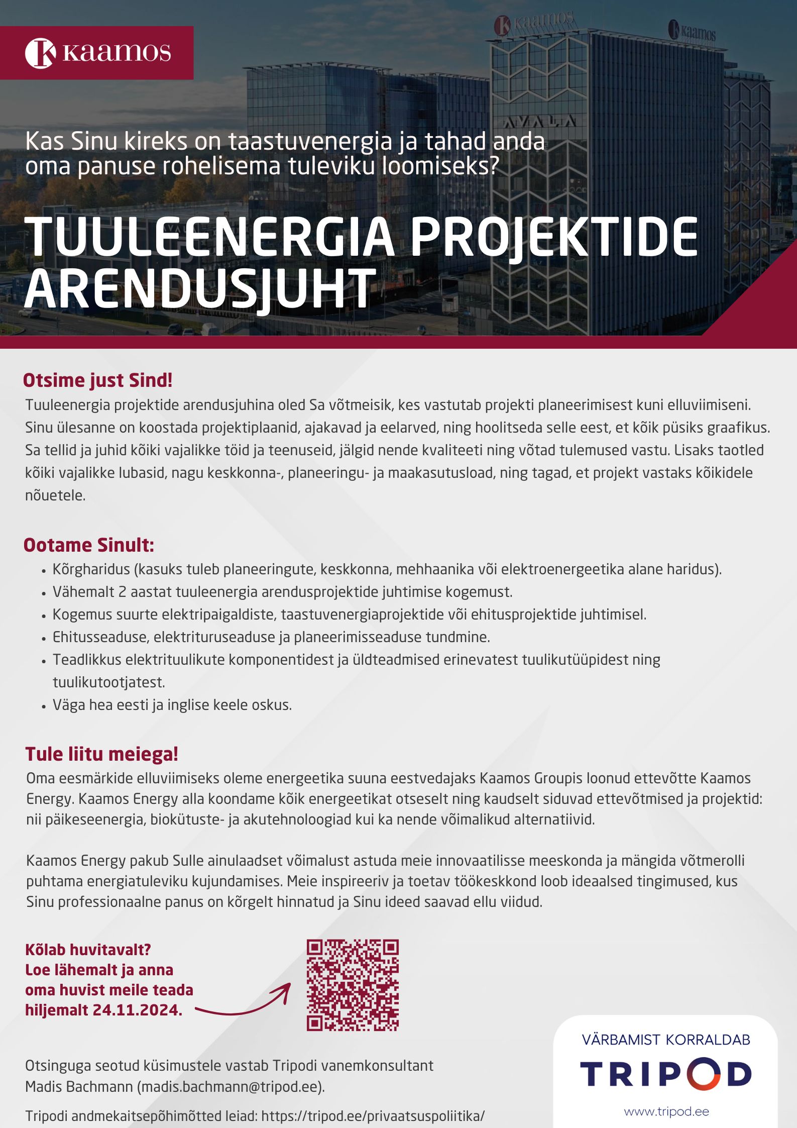 TUULEENERGIA PROJEKTIDE ARENDUSJUHT